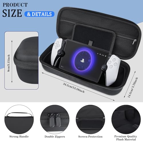 Osenvic Premium Carrying Case for PlayStation Portal, Travel Storage Case for PS5 Handheld Game Consoles, Shockproof, Ps Portal Anti-Collision Black Handbag with 2 Screen Protector - Image 3