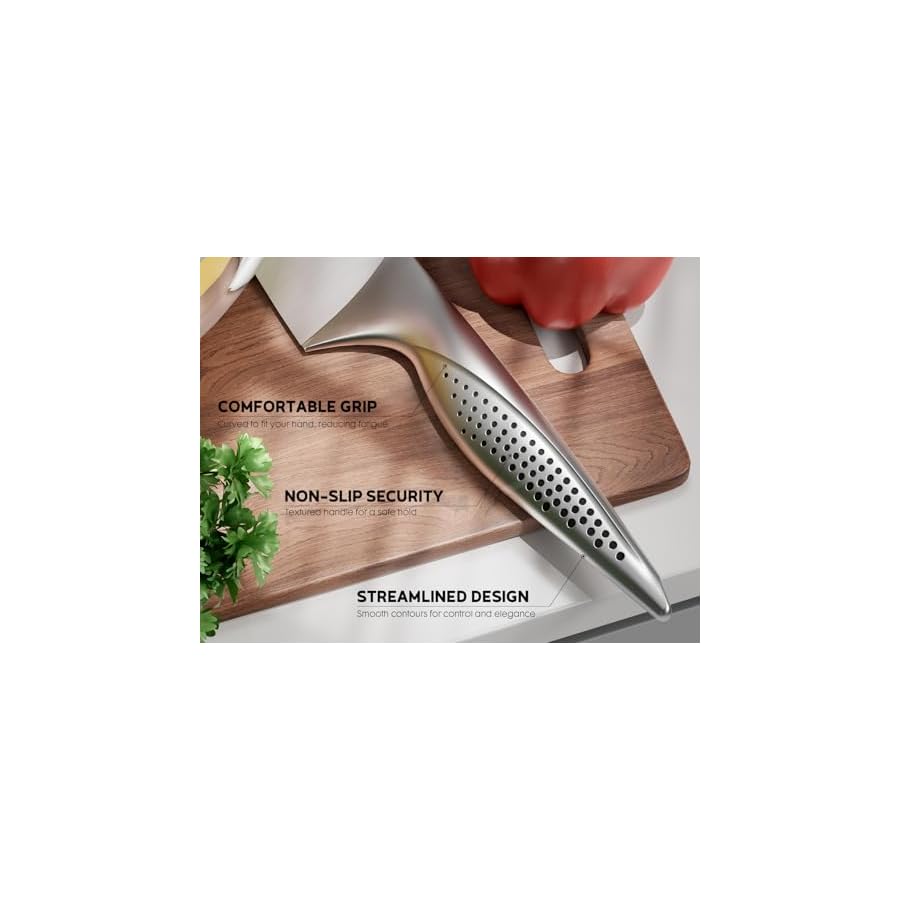 Knife Set - Ultra Sharp Knives Set for Kitchen with block, 15 PCS Stainless Steel Knife Set with Built-in Sharpener, Ergonomic Non-Slip Handle, Elegant Box for Men Women