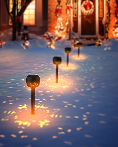 Lifxize 8 Pack Garden Lights Solar Powered Waterproof Up To 8H Dusk To Dawn Snowflake Solar Garden Lights Warm White Pathway Lights Solar Powered For Pathways, Walkways #TOP3