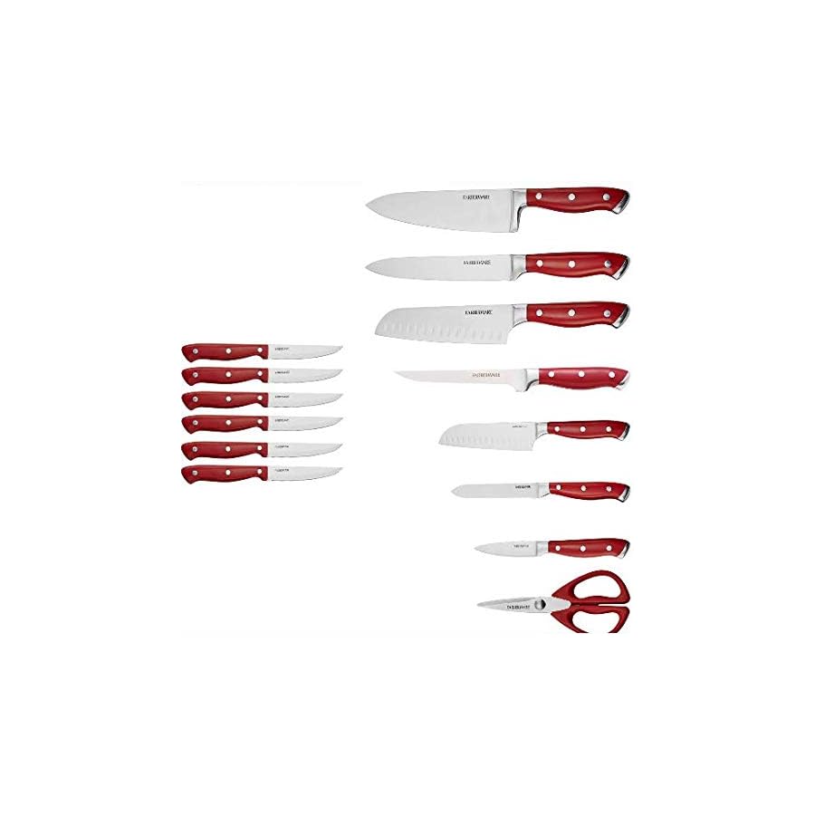 Farberware-Professional-15-piece-Forged-Triple-Riveted-Knife-Block-Set-with-Built-in-Edgekeeper-Knife-Sharpener-High-Carbon-Stainless-Steel-Kitchen-Knives-Razor-Sharp-Knife-set-Red Farberware Professional 15-piece Forged Triple Riveted Knife Block Set with Built-in Edgekeeper Knife Sharpener, High-Carbon Stainless Steel Kitchen Knives, Razor-Sharp Knife set, Red