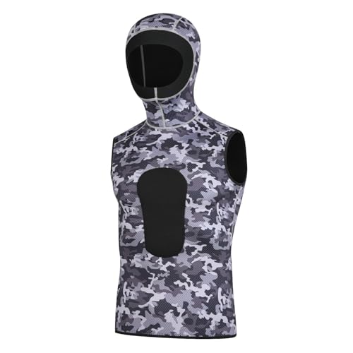 Men Women 3MM Sleevesless Diving Vest, Black/Camouflage Hooded Diving Suit Warm Surfing Swimming Snorkeling Suit Drifting Jacket miniatura 1