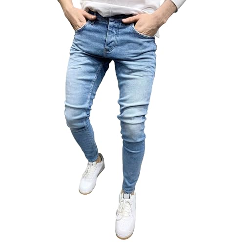 Men's Ripped Jeans Slim Fit Stretch Jeans Skinny Fit Pants Long Trousers Fashion Clothing for Men