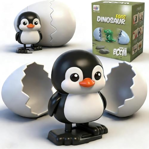 Starnearby Oeufs Surprise à Remonter, Jouets d'œufs Surprises avec Animaux, Cadeau de Pâques, Oeufs de Pâques avec Dinosaures, Pingouin, Canard et Capybaras (Pingouins)