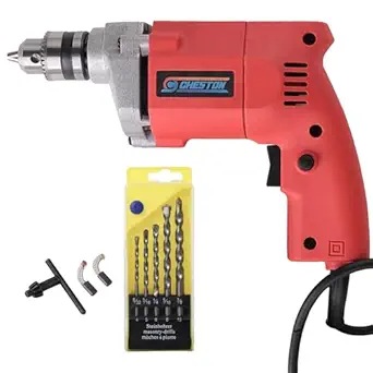 CHESTON Drill Machine for Home Use with Set of 5 Drill Bits | 4500 RPM Speed | Tool Kit with 4mm-10mm Drill Bits Tool Kit for Home Use Multipurpose | Drilling Machine