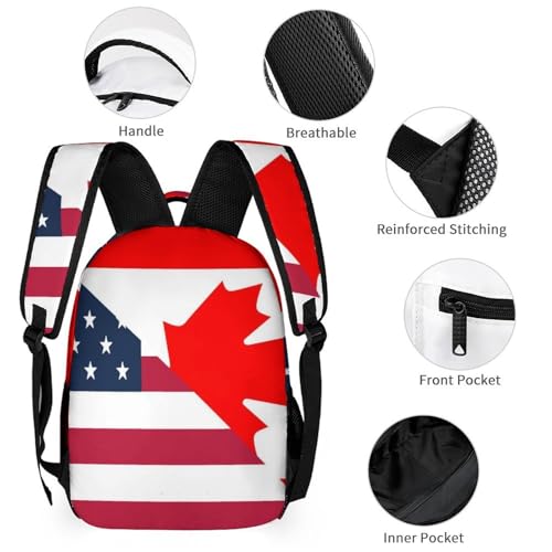 U.S. And Canada Flag Cute Backpacks Set Lightweight Lunch Bag Aesthetic Pencil Cases for Travel Work3
