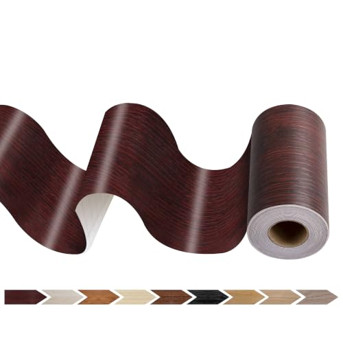 Image of JUNART Wood Grain Repair Tape(10cmx1000cm), Self-Adhesive Waterproof Realistic Textured Repair Duct Tape for Tables, Baseboards, Doors, Windows, and Floors with Plastic Scraper(Red Rosewood)