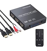PROZOR HDMI Switch 4K 3D HDMI Umschalter mit Audio Extraktor 5x1 HDMI Audio Konverter mit IR-Fern...