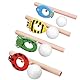 Biluer 4 Stück Party Puste Spiel, Puste Ball Spiel Mit Karikatur Pustespiel Ball Holzspiele Kinder Schwebender Pustespiel Pfeife Für Party Und Alltagslebensleben