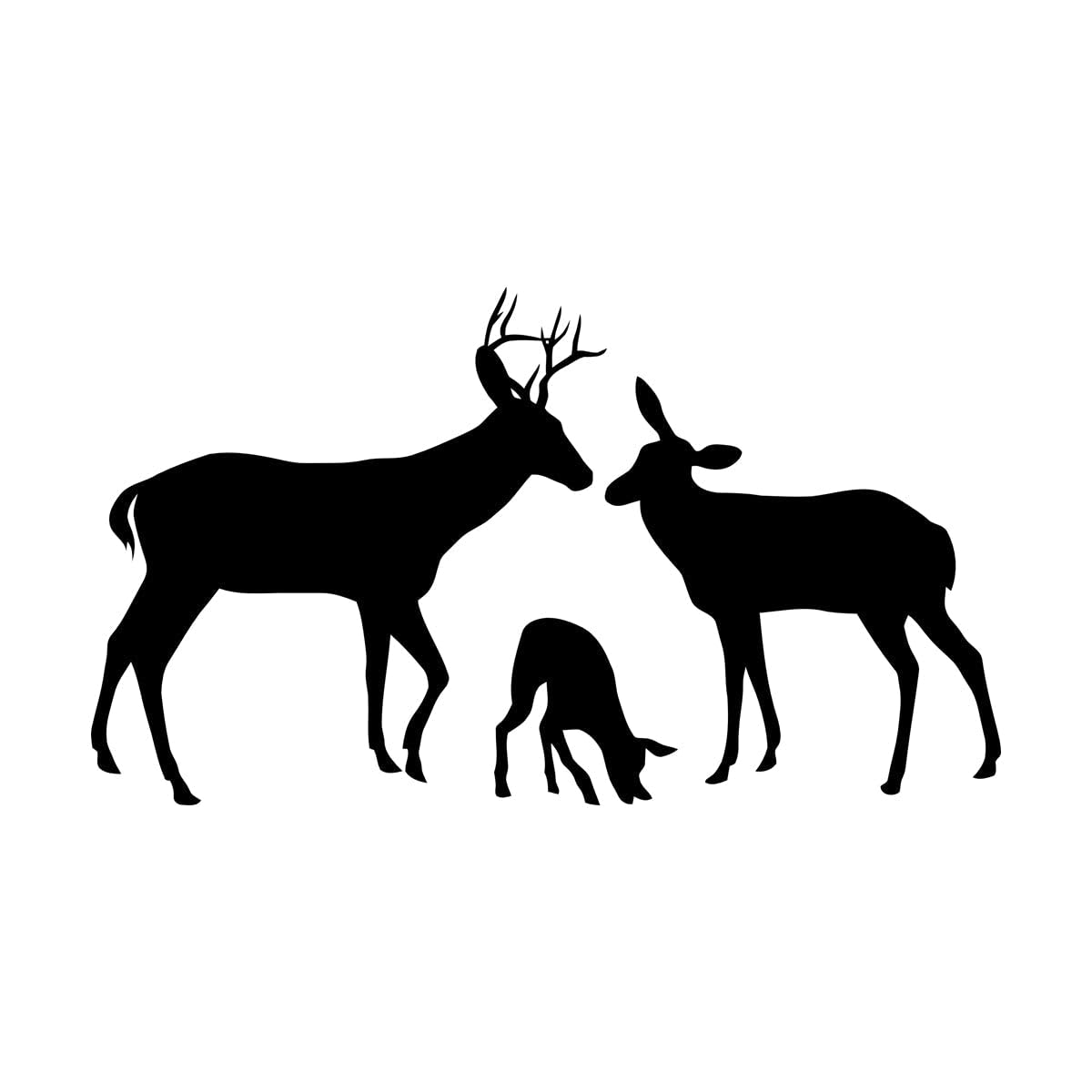 Lzhouting Stickers-20890 Forest Deer Family Animals Natural Wall Decals 30X52.6cm Window Decals Black