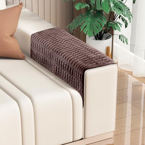 Housse d'accoudoir de canapé extensible antidérapante en chenille
