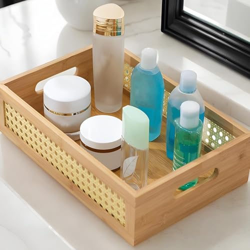 Cube de rangement avec poignées en rotin naturel style rustique - 4