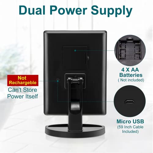 Espelho de maquiagem iluminado com espelho de aumento de 10X, espelho iluminado de 22 LEDs com escur