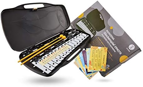RAONZENA Professional Xylophone 25note 27note 8note glockenspiel xylophone for kids xylophone for adult… (25key, black)