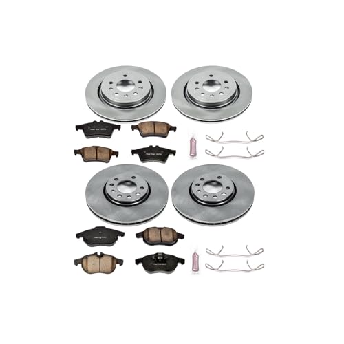 Image of PowerStop Front and Rear Brake Kit for Saab 9-3 2003-11 - Z17 Ceramic Brake Pads & Disc Rotors Replacement, KOE986