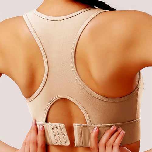 BaseTry Adjustable Strap Racerback Sports Bras for Women - Padded Seamless High Support Bra for Workout Gym Yoga Large Bust X-Large Pink — view 2
