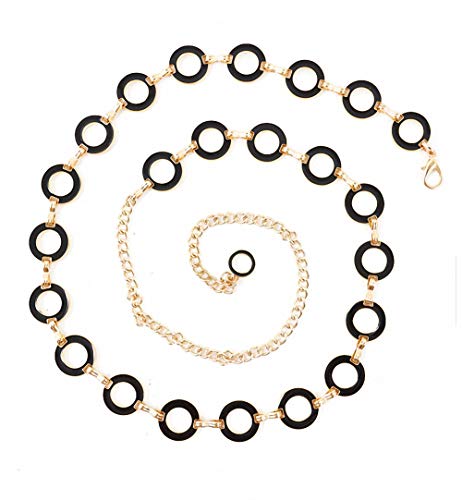 Women's Metal Chain Flower Skinny Dress Belt Waist Strap Imitation Tassel Decorative Belt