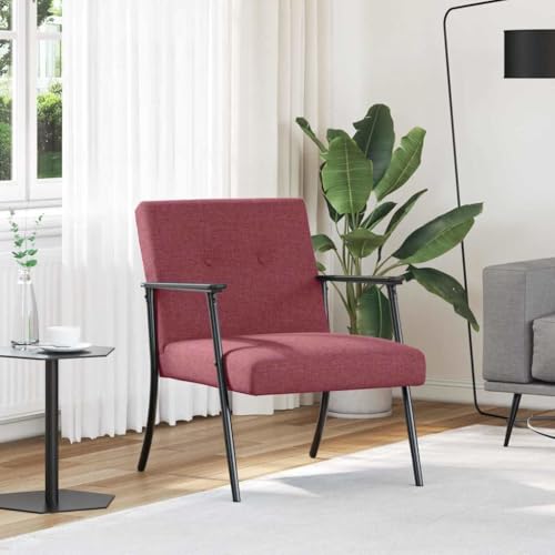Image of mzdioop Armchair Wine Red Fabric with Ergonomic Backrest and Armrest, Comfortable Seat Furniture for Living Room, Bedroom or Office, Modern Lounge Chair with Sturdy Wood and