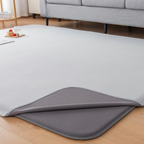 Softime 冷感ラグカバー 単品 カーペットカバー 夏用 ラグマットカバー アンダーラグカバー 接触冷感 1.5畳(約135x185cm）ラグ専用 ひんやり手触り 滑り止め付 抗菌・防臭・防ダニ加工 140×190cm グレー（Amazon）