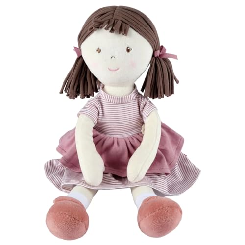 Bonikka Brook Cotton Brown Hair Rag Doll with Pink Dress