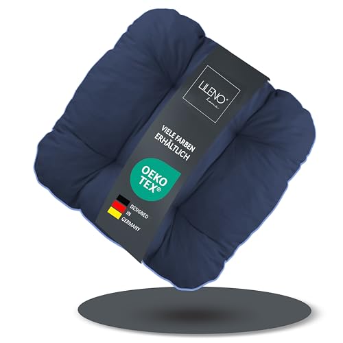 LILENO HOME Juego de 1 cojín para silla de color azul oscuro (38 x 38 x 8 cm) Cojín para silla de jardín cocina o comedor Cómodo y resistente a los rayos UV para interior y exterior cojín para silla