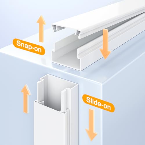 Delamu Cord Hider, 63in Wire Covers for 3-4 Cords on Wall, Premium Cable Hider Cord Covers for Wires, Cable Management Wire Hiders for TV, Cable Raceway Kit, W1.18x H0.6in, White