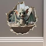 Dragon in Bathtub in Wall Hole Decal - Mouse Hole 3D Wall Sticker
