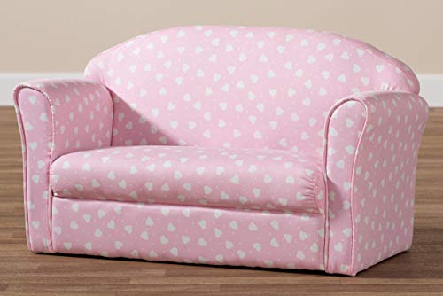 Baxton Studio Sofas, Pink/White Heart Print #TOP6