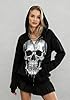 Lxootd Womens Trendy Vintage Y2K Hooded Sweatshirt Skull Print Gothic Graphic Zip Up Pullover with Pockets Coquette Clothes (Black 2, L) #1