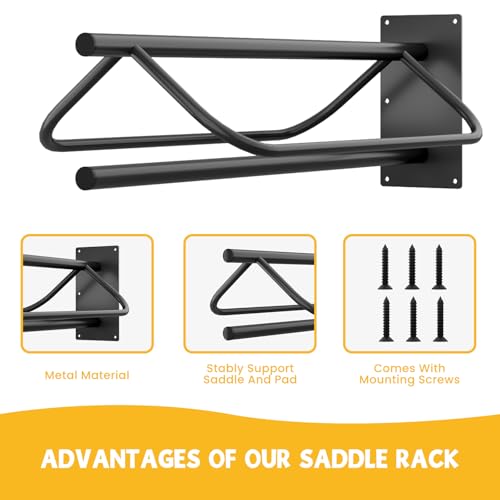 BBTEQEKN 4 Pcs Saddle Rack, Wall Mount Saddle Stand, Heavy Duty Saddle Stand, Saddle Pad Rack for English Western Saddles, Black