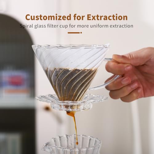 Bincoo Gotejador de café, com 50 filtros de café reutilizáveis, máquina de café com alça, despeje ca