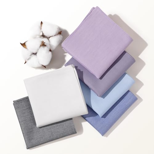 Image of HOULIFE Men's Cotton Handkerchiefs, Solid Color 60S Soft Cotton Hankies for Men Women 6 /12PCS 15.7 inchx15.7 inch