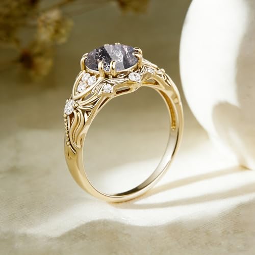 Image of Gemstone Vintage Rings for Women s925 Sterling Silver Round Cut 1.0 Carat Gemstone with Moissanite Promise Engagement Anniversary Ring for Her