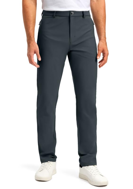 Men's Golf Pants - 30"/32"/34" Slim Fit Stretch Lightweight Dress Pants for Men with Zipper Pockets Casual Work