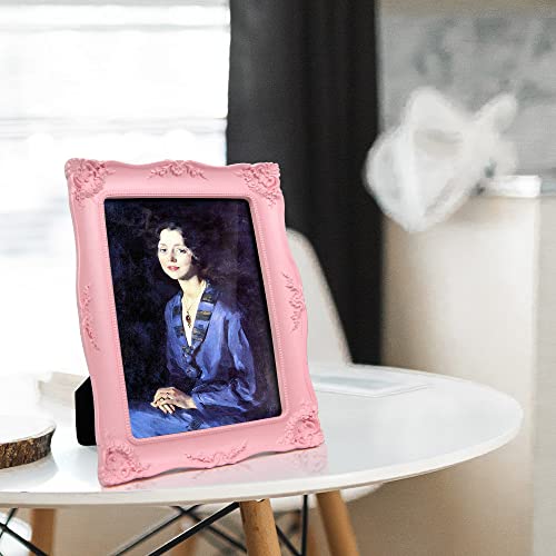 Kilarero 8X10 Pink Ornate Picture Frame Vintage, Elegant Baby Photo Frames With Glass Front, Tabletop Wall Hanging, Gift Ideas, Vine Pattern, Photo Display (8X10 Inch, Pink) #TOP5