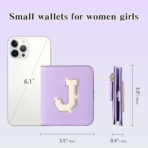 Image of RNIEGA Initial Wallet Women Small Teen Girl Gifts Trendy Stuff Girls Wallets Personalized Christmas Birthday Gift for Women Friends Daughter Granddaughter 6 7 8 9 10 11 12 13 Year Old Purple J