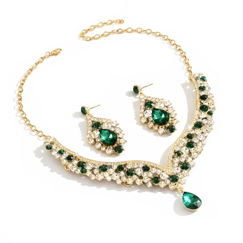Image of Shning Diva Fashion Stylish Crystal Jewelllery Set for Women | Statement Necklace with Matching Teardrop Earrings | Luxury Elegant Wedding Party Choker Jewelry