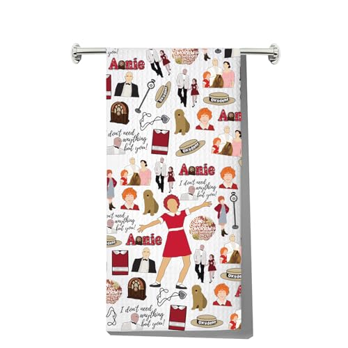 LEVLO Annie Broadway Torchon de cuisine musical Annie & Will Stacks Cadeau pour les fans Orphelin Annie Broadway Cadeau de pendaison de crémaillère...