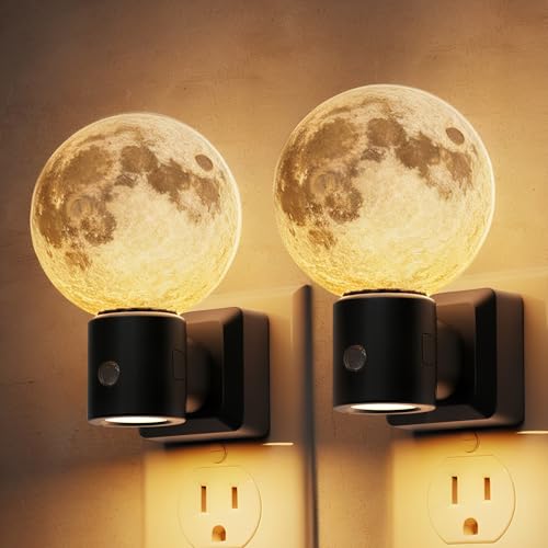 Image of L LOHAS LED Night Lights Plug Into Wall, Plug in Night Light with Light Sensor, 3000K Soft White, 0-100LM Brightness Adjustable, 3D Printing LED Light for Bedroom Birthday Gifts