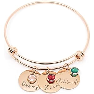 Personalized Birthstone Bracelet with Name Friendship Jewelry Bridesmaid Mom Birthday Gift For Her Handmade Engraved Jewelry Personalized Best Gift For Grandma Matching Bracelets for Women – ABR-LC-BS