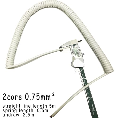 Cable en espiral retráctil de 2 núcleos de 0,75 mm² extensible de cobre flexible muelle 5