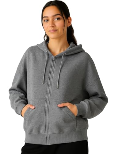 Image of ADBUCKS Women's Oversized Winter Jacket Sweatshirts Casual Drawstring Clothes Zip Up Hoodie with Front Pocket Ii Womens Hoodies Ii