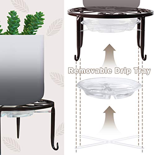4 Packs Metal Plant Stand with Saucer for Outdoor Plant Stand with Indoor Plant Stand 9 inches Plant Stands for Indoor Plants, Bronze - Thumbnail 7