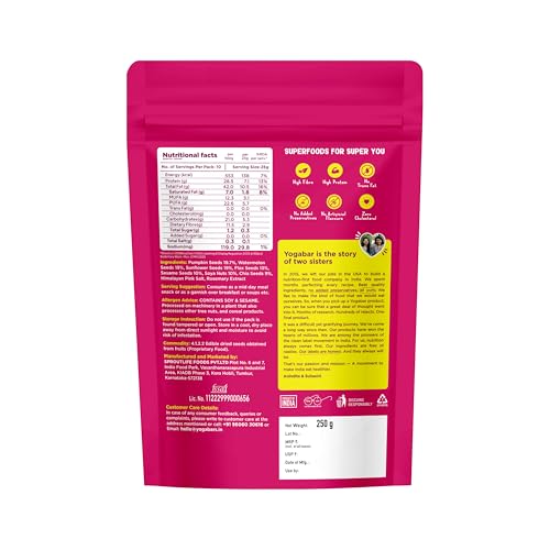 Image of Yogabar 7-in1 Seeds Mix 250g | Mixed Seeds Chia, Pumpkin, Flax, Sunflower, Watermelon, Sesame & Soy Nuts Mix | Rich in Protein & Fibre | High Protein Snack with Anti-Oxidants
