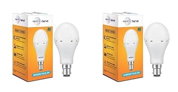 Wipro Garnet 15w LED Emergency Bulb | Cool Day White (6500K) | B22 LED Bulb Base | Inverter Bulb for home, with 4 Hours battery back up| Li-ion Battery | Over charging Protection | Pack of 2