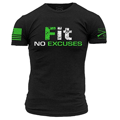 Grunt Style Fitness - Fit, No Excuses Men's T-Shirt, Color Heather Black, Size