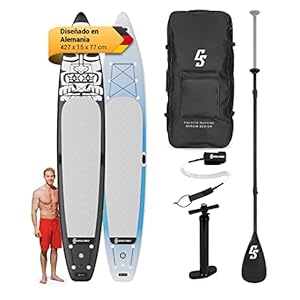 Capital Sports Tabla Paddle Surf Hinchable, Bolsa de Transporte, Adultos y Niños, Remo Ajustable Fibra Vidrio, Hinchador Sup, Tabla Padel Surf con Accesorios