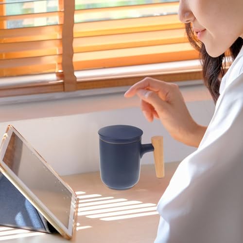 Tasse à thé en céramique infuseur étanche bleu délicat bureau café jus