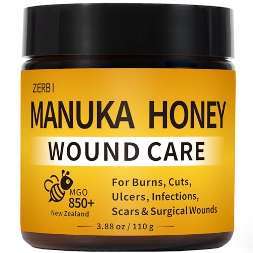 Manuka Honey for Wounds Speed up Healing for Cuts Surgical Wounds Scars Foot Ulcers Infection Burns Non-Sticky No Crystallization Easy to Apply 3.88 oz