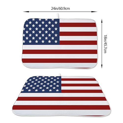 Independence Day Patriotic Dish Drying Mat for Kitchen Counter 18x24 Inch American Flag Dish Drying Pad 4th of July Stars and Stripes for Kitchen Counter Dining Room Decor by Jecuwo - Used condition - Image 6