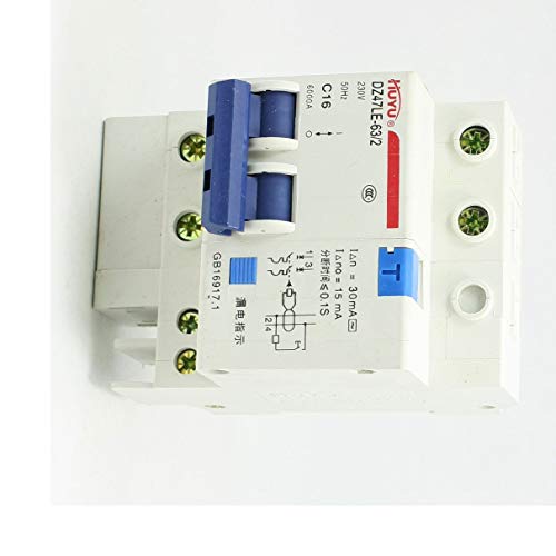 Aexit AC 230V Circuit Breakers 16A 2 Poles Overload Protection ELCB Earth Leakage Miniature Circuit Breakers Circuit Breaker